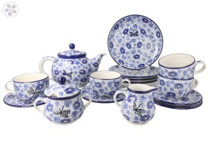 Serwis kawowo herbaciany dla 4 osób Ceramika Artystyczna Bolesławiec dek2999X
