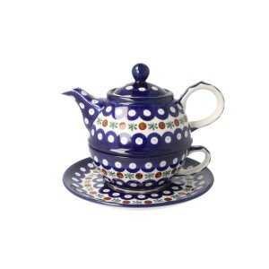 Czajnik z filiżanką V 0,6 L Ceramika Artystyczna Bolesławiec C01 DEK70X