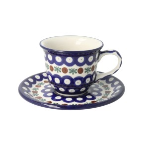 Filiżanka i spodek do herbaty V 0,18 L Ceramika Artystyczna Bolesławiec F770K dek70X