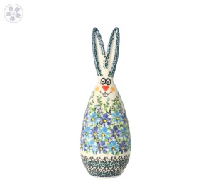 Rabbit 21,5 cm Niebieskie Kwiaty Galia Bolesławiec Pottery