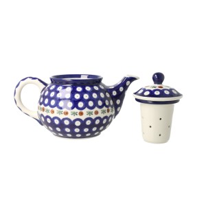 Czajnik do herbaty Sitko V 0,9 L Ceramika Artystyczna Bolesławiec E22 dek70X