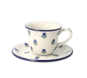 Filiżanka i spodek do herbaty V 0,18 L Ceramika Artystyczna Bolesławiec F770K dek135X