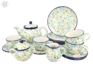 Serwis kawowo herbaciany dla 4 osób Ceramika Artystyczna Bolesławiec dekU4902