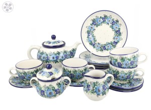 Serwis kawowo herbaciany dla 4 osób Ceramika Artystyczna Bolesławiec dek2839X