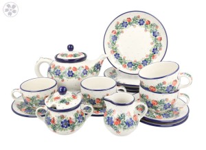 Serwis kawowo herbaciany dla 4 osób Ceramika Artystyczna Bolesławiec dek1535X