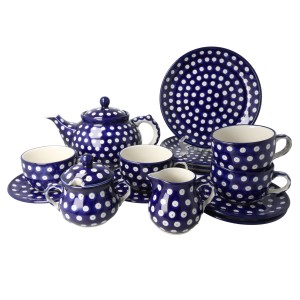 Serwis kawowo herbaciany dla 4 osób Ceramika Artystyczna Bolesławiec dek70AX