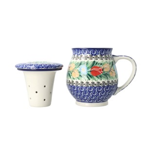 Kubek do ziół z sitkiem V 0,4 L Ceramika Artystyczna Bolesławiec C47 dekU4475