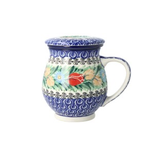 Kubek do ziół z sitkiem V 0,4 L Ceramika Artystyczna Bolesławiec C47 dekU4475