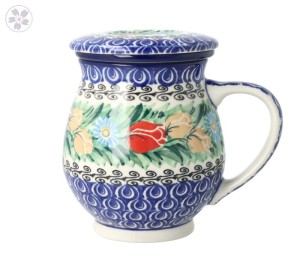 Kubek do ziół z sitkiem V 0,4 L Ceramika Artystyczna Bolesławiec C47 dekU4475