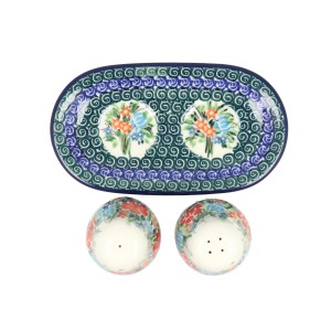 Solniczka i pieprzniczka Ceramika Artystyczna Bolesławiec komplet S131 dekU3195