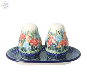 Solniczka i pieprzniczka Ceramika Artystyczna Bolesławiec komplet S131 dekU3195