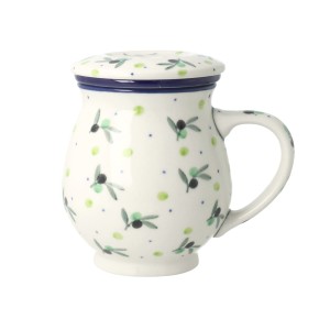Kubek do ziół z sitkiem V 0,4 L Ceramika Artystyczna Bolesławiec C47 dek2414X