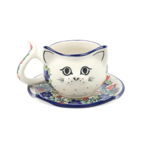Filiżanka i spodek kotek V 0,25 L Ceramika Artystyczna Bolesławiec H16 dek1535X