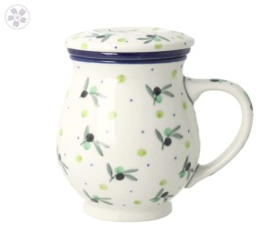 Kubek do ziół z sitkiem V 0,4 L Ceramika Artystyczna Bolesławiec C47 dek2414X