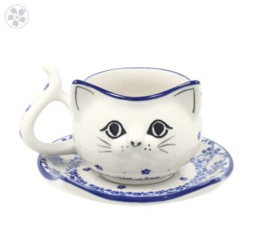 Filiżanka i spodek kotek V 0,25 L Ceramika Artystyczna Bolesławiec H16 dek2588X