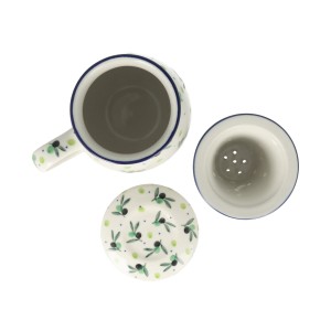 Kubek do ziół z sitkiem V 0,4 L Ceramika Artystyczna Bolesławiec C47 dek2414X