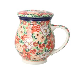 Kubek do ziół z sitkiem V 0,4 L Ceramika Artystyczna Bolesławiec C47 dekU5004