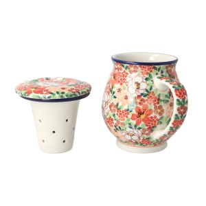 Kubek do ziół z sitkiem V 0,4 L Ceramika Artystyczna Bolesławiec C47 dekU5004