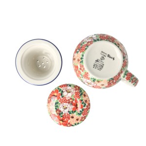 Kubek do ziół z sitkiem V 0,4 L Ceramika Artystyczna Bolesławiec C47 dekU5004