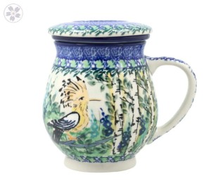 Kubek do ziół z sitkiem V 0,4 L Ceramika Artystyczna Bolesławiec C47 dekU5076