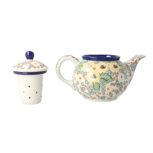 Czajnik Ceramika Artystyczna Bolesławiec do herbaty Sitko V 0,9 L E22 dekU4742