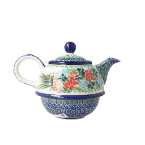 Czajnik z filiżanką Ceramika Artystyczna Bolesławiec V 0,6 L C01 DEKU3195