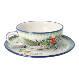 Czajnik z filiżanką Ceramika Artystyczna Bolesławiec V 0,6 L C01 DEKU3195