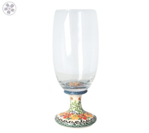 Kieliszek do piwa Pomarańczowe Kwiaty Galia Bolesławiec