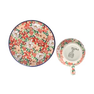 Filiżanka i spodek do kawy V 0,2 L Ceramika Artystyczna Bolesławiec F768K dekU5004