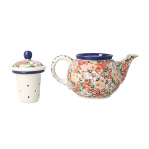 Czajnik Ceramika Artystyczna Bolesławiec do herbaty Sitko V 0,9 L E22 dekU5004