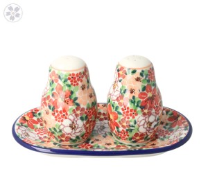 Solniczka i pieprzniczka Ceramika Artystyczna Bolesławiec komplet S131 dekU5004