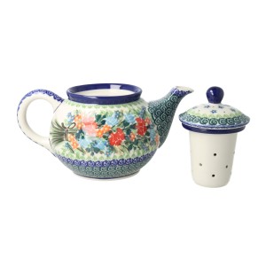 Czajnik Ceramika Artystyczna Bolesławiec do herbaty Sitko V 0,9 L E22 dekU3195