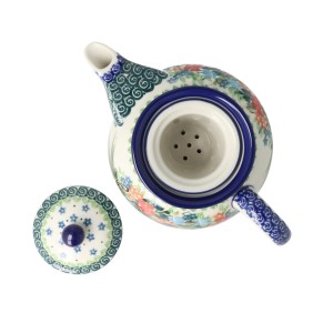 Czajnik Ceramika Artystyczna Bolesławiec do herbaty Sitko V 0,9 L E22 dekU3195