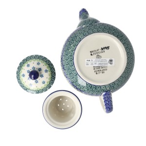 Czajnik Ceramika Artystyczna Bolesławiec do herbaty Sitko V 0,9 L E22 dekU3195