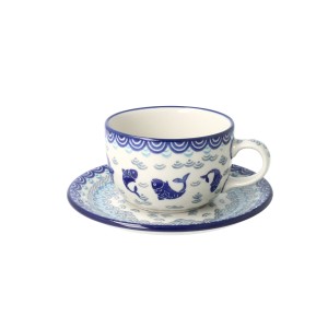 Filiżanka i spodek do kawy V 0,2 L Ceramika Artystyczna Bolesławiec F768K dek2372X