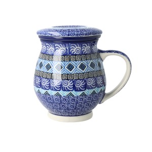 Kubek do ziół z sitkiem. Ceramika Artystyczna Bolesławiec V 0,4 L C47 dek1917X