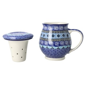 Kubek do ziół z sitkiem. Ceramika Artystyczna Bolesławiec V 0,4 L C47 dek1917X