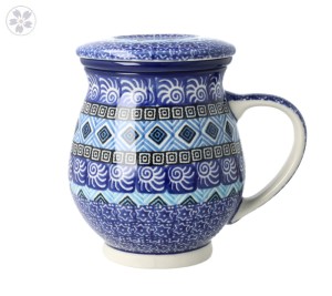 Kubek do ziół z sitkiem. Ceramika Artystyczna Bolesławiec V 0,4 L C47 dek1917X