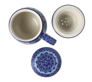 Kubek do ziół z sitkiem. Ceramika Artystyczna Bolesławiec V 0,4 L C47 dek1917X