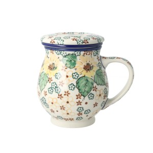 Kubek do ziół z sitkiem V 0,4 L Ceramika Artystyczna Bolesławiec C47 dekU4742