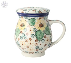 Kubek do ziół z sitkiem V 0,4 L Ceramika Artystyczna Bolesławiec C47 dekU4742
