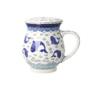 Kubek do ziół z sitkiem V 0,4 L Ceramika Artystyczna Bolesławiec C47 dek2372X