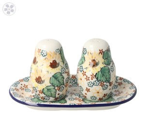 Solniczka i pieprzniczka Ceramika Artystyczna Bolesławiec komplet S131 dekU4742