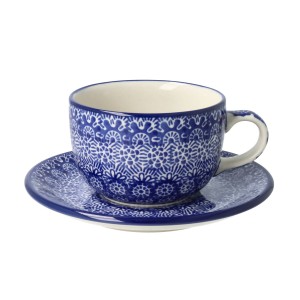 Filiżanka i spodek do kawy V 0,2 L Ceramika Artystyczna Bolesławiec F768K dek884X