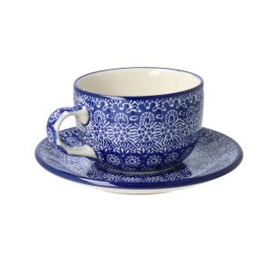 Filiżanka i spodek do kawy V 0,2 L Ceramika Artystyczna Bolesławiec F768K dek884X