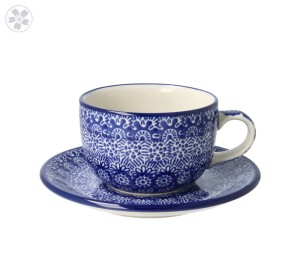 Filiżanka i spodek do kawy V 0,2 L Ceramika Artystyczna Bolesławiec F768K dek884X