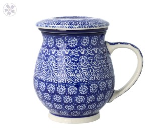 Kubek do ziół z sitkiem V 0,4 L Ceramika Artystyczna Bolesławiec C47 dek884X