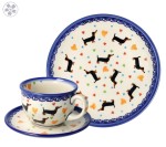 For gift SET Duchshund Bolesławiec Pottery Galia