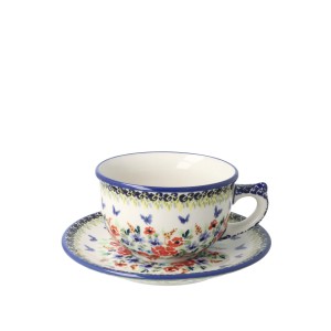 Zestaw do parzenia herbaty, czajnik 0,42 L + filiżanka 0,33 L + spodek C027 JZ71 Manufaktura w Bolesławcu