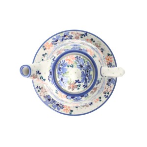 Zestaw do parzenia herbaty, czajnik 0,42 L + filiżanka 0,33 L + spodek C027 JZ78 Manufaktura w Bolesławcu